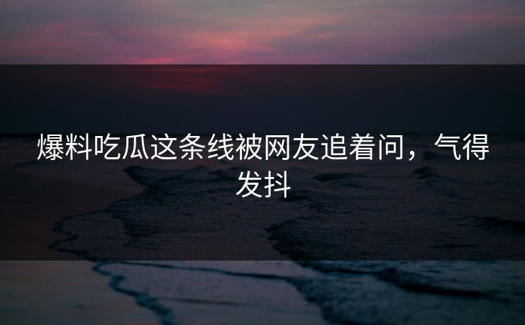 爆料吃瓜这条线被网友追着问，气得发抖