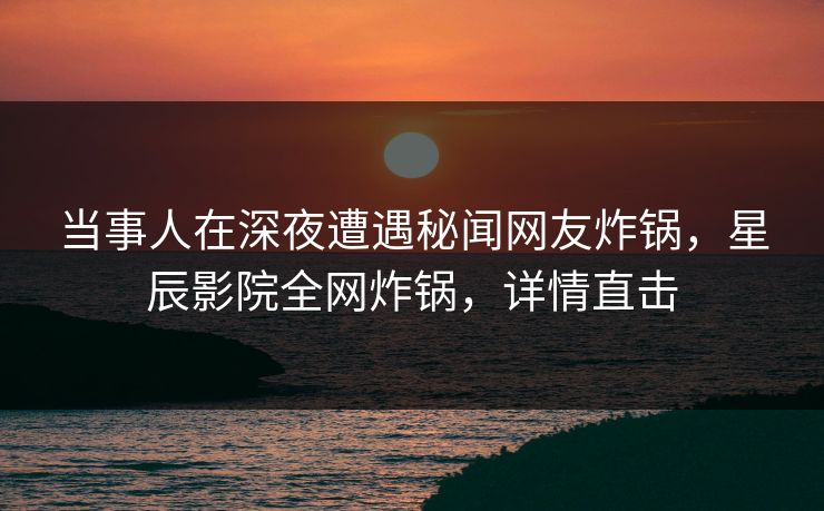 当事人在深夜遭遇秘闻网友炸锅，星辰影院全网炸锅，详情直击