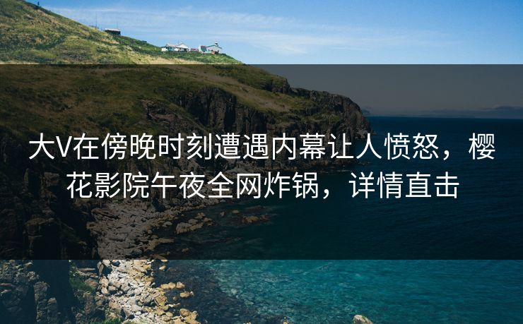大V在傍晚时刻遭遇内幕让人愤怒，樱花影院午夜全网炸锅，详情直击