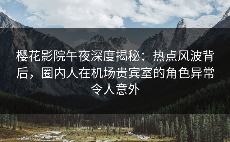 樱花影院午夜深度揭秘：热点风波背后，圈内人在机场贵宾室的角色异常令人意外