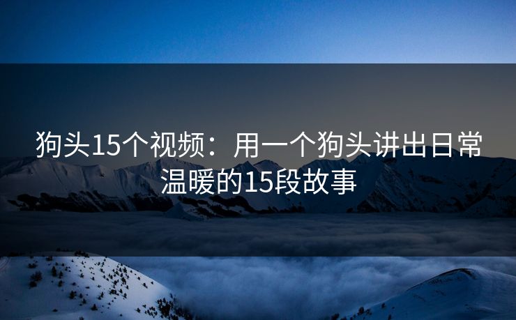 狗头15个视频：用一个狗头讲出日常温暖的15段故事