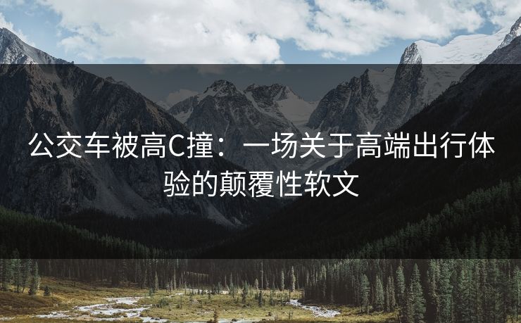 公交车被高C撞：一场关于高端出行体验的颠覆性软文