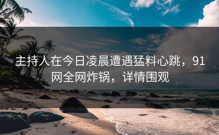 主持人在今日凌晨遭遇猛料心跳，91网全网炸锅，详情围观