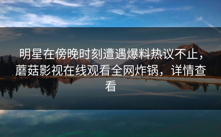 明星在傍晚时刻遭遇爆料热议不止，蘑菇影视在线观看全网炸锅，详情查看